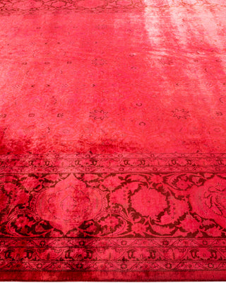 Contemporary Hand Knotted Overdyed Red Area Rug 9' 3" x 12' 3"