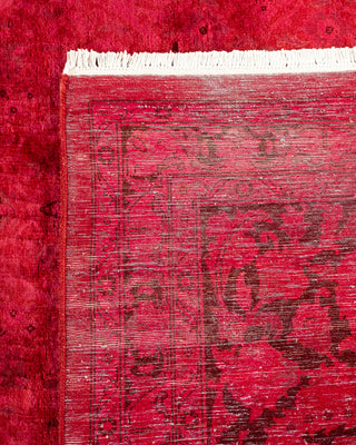 Contemporary Hand Knotted Overdyed Red Area Rug 9' 3" x 12' 3"