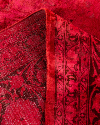 Contemporary Hand Knotted Overdyed Red Area Rug 9' 3" x 12' 3"