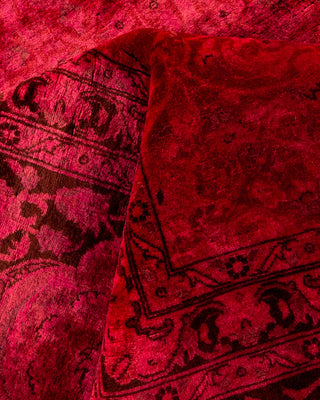 Contemporary Hand Knotted Overdyed Red Area Rug 9' 3" x 12' 3"