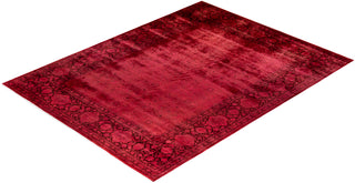 Contemporary Hand Knotted Overdyed Red Area Rug 9' 3" x 12' 3"