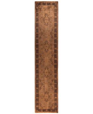Contemporary Overdyed Wool Hand Knotted Brown Runner 2' 7" x 12' 7"