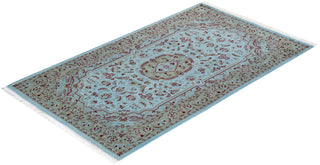Contemporary Hand Knotted Overdyed Blue Area Rug 3' 1" x 5' 3"