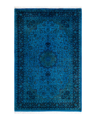 Contemporary Fine Vibrance Blue Wool Area Rug 4' 8" x 7' 2"