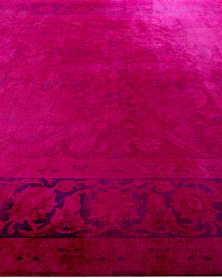 Contemporary Hand-Knotted Overdyed Pink Area Rug 9' 3" x 12' 3"