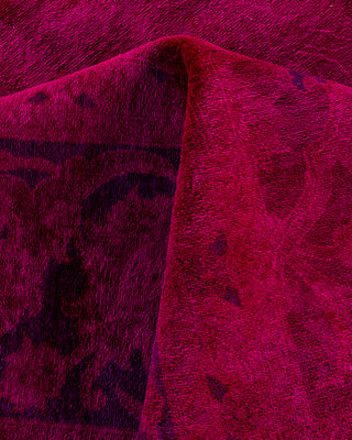 Contemporary Hand-Knotted Overdyed Pink Area Rug 9' 3" x 12' 3"