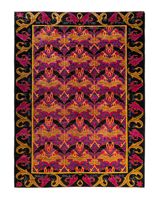 Arts & Crafts, One-of-a-Kind Hand-Knotted Area Rug - Black, 6' 3" x 8' 9"