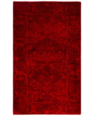 Contemporary Overdyed Wool Hand Knotted Red Area Rug 3' 1" x 5' 0"