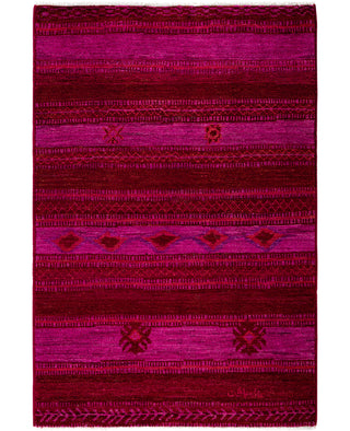 Contemporary Overdyed Wool Hand Knotted Purple Area Rug 4' 1" x 6' 1"