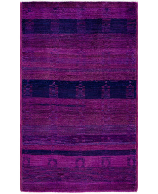 Contemporary Overdyed Wool Hand Knotted Purple Area Rug 3' 9" x 6' 1"