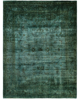 Contemporary Overdyed Wool Hand Knotted Green Area Rug 8' 1" x 10' 4"