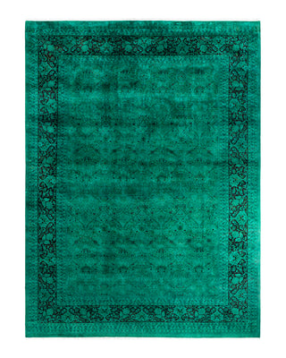 Contemporary Overyed Wool Hand Knotted Green Area Rug 10' 1" x 13' 6"