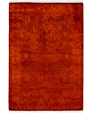 Contemporary Overdyed Wool Hand Knotted Orange Area Rug 4' 2" x 6' 0"
