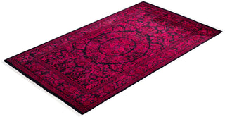 Contemporary Overdyed Wool Hand Knotted Pink Area Rug 3' 1" x 5' 4"