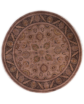 Contemporary Overdyed Wool Hand Knotted Beige Round Area Rug 7' 1" x 7' 1"