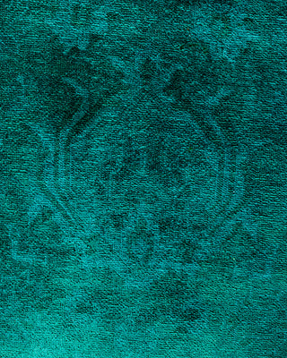Contemporary Hand-Knotted Overdyed Green Area Rug 9' 2" x 12' 2"