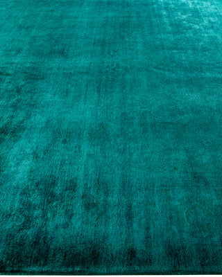 Contemporary Hand-Knotted Overdyed Green Area Rug 9' 2" x 12' 2"