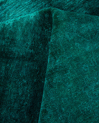 Contemporary Hand-Knotted Overdyed Green Area Rug 9' 2" x 12' 2"
