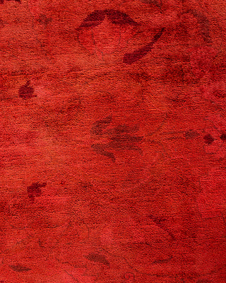 Contemporary Hand-Knotted Overdyed Red Area Rug 9' 2" x 11' 10"