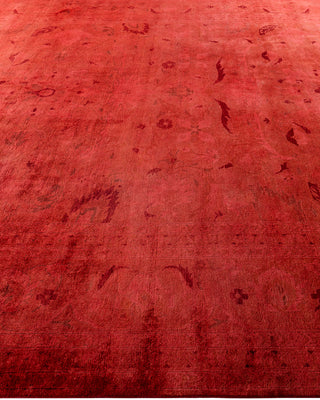 Contemporary Hand-Knotted Overdyed Red Area Rug 9' 2" x 11' 10"