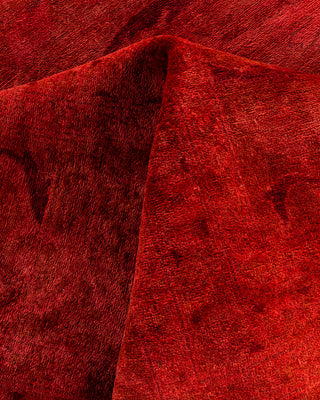 Contemporary Hand-Knotted Overdyed Red Area Rug 9' 2" x 11' 10"