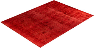 Contemporary Hand-Knotted Overdyed Red Area Rug 9' 2" x 11' 10"