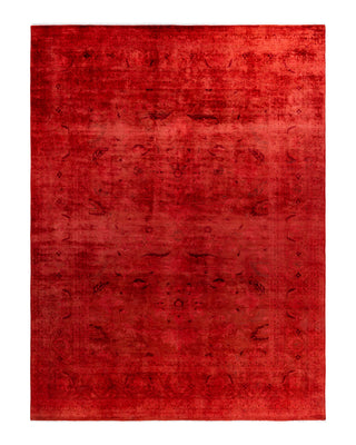 Contemporary Overyed Wool Hand Knotted Red Area Rug 9' 2" x 11' 10"