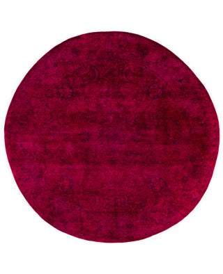 Contemporary Overdyed Wool Hand Knotted Pink Round Area Rug 6' 1" x 6' 1"