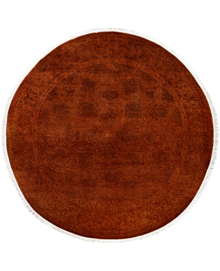 Contemporary Overdyed Wool Hand Knotted Orange Round Area Rug 4' 1" x 4' 1"