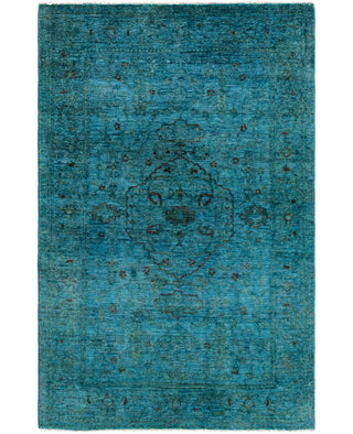 Contemporary Overdyed Wool Hand Knotted Green Area Rug 3' 10" x 6' 0"