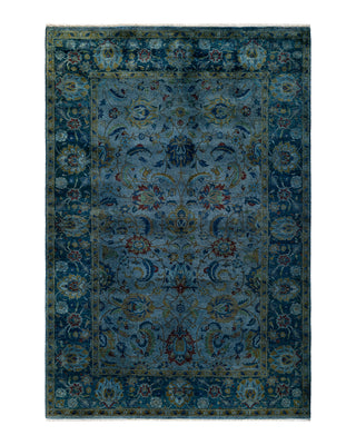 Contemporary Fine Vibrance Blue Wool Area Rug 5' 2" x 7' 7"