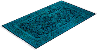 Contemporary Hand-Knotted Overdyed Black Area Rug 3' 2" x 5' 0"