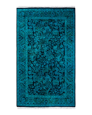 Contemporary Overyed Wool Hand Knotted Black Area Rug 3' 2" x 5' 0"