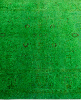 Contemporary Overdyed Wool Hand Knotted Green Area Rug 3' 3" x 5' 3"