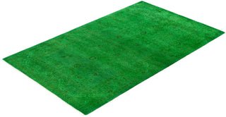 Contemporary Overdyed Wool Hand Knotted Green Area Rug 3' 3" x 5' 3"