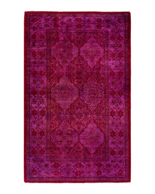 Contemporary Overyed Wool Hand Knotted Pink Area Rug 3' 2" x 5' 2"
