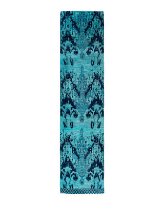 Modern, One-of-a-Kind Hand-Knotted Runner Rug - Blue, 2' 6" x 10' 5"