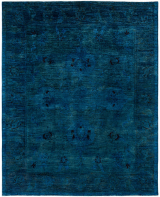 Contemporary Overdyed Wool Hand Knotted Blue Area Rug 7' 10" x 9' 9"