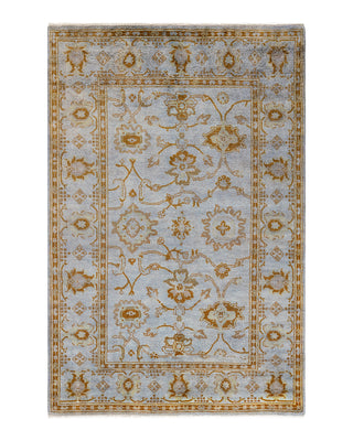 Contemporary Fine Vibrance Gray Wool Area Rug 4' 7" x 6' 10"