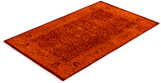 Contemporary Overdyed Wool Hand Knotted Orange Area Rug 3' 2" x 4' 10"