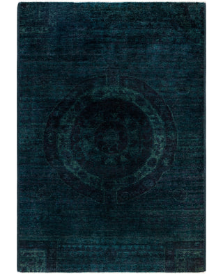 Contemporary Overdyed Wool Hand Knotted Green Area Rug 6' 2" x 8' 10"