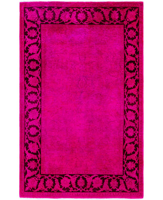 Contemporary Overdyed Wool Hand Knotted Pink Area Rug 4' 0" x 6' 4"
