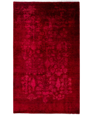 Contemporary Overdyed Wool Hand Knotted Red Area Rug 3' 1" x 5' 0"