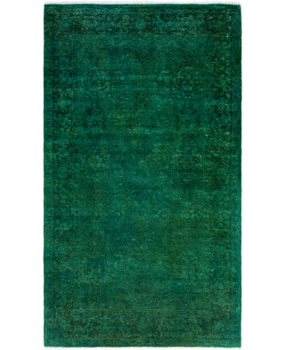 Contemporary Overdyed Wool Hand Knotted Green Area Rug 3' 1" x 5' 3"