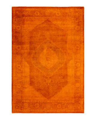 Contemporary Overyed Wool Hand Knotted Orange Area Rug 5' 3" x 7' 9"