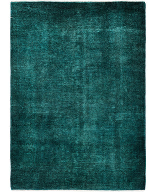 Contemporary Overdyed Wool Hand Knotted Green Area Rug 4' 2" x 5' 9"