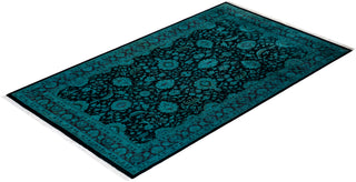 Modern Overdyed Hand Knotted Wool Black Area Rug 3' 10" x 6' 5"