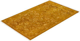 Modern Overdyed Hand Knotted Wool Yellow Area Rug 3' 2" x 5' 0"