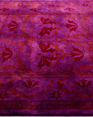 Modern Overdyed Hand Knotted Wool Purple Area Rug 4' 3" x 6' 0"