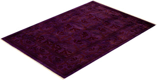 Modern Overdyed Hand Knotted Wool Purple Area Rug 4' 3" x 6' 0"